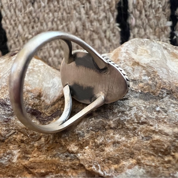 ❤️ Golden Hills Turquoise Brushed 925 Southwestern Navajo Ring SZ 8 Matte Stone - Picture 5 of 15